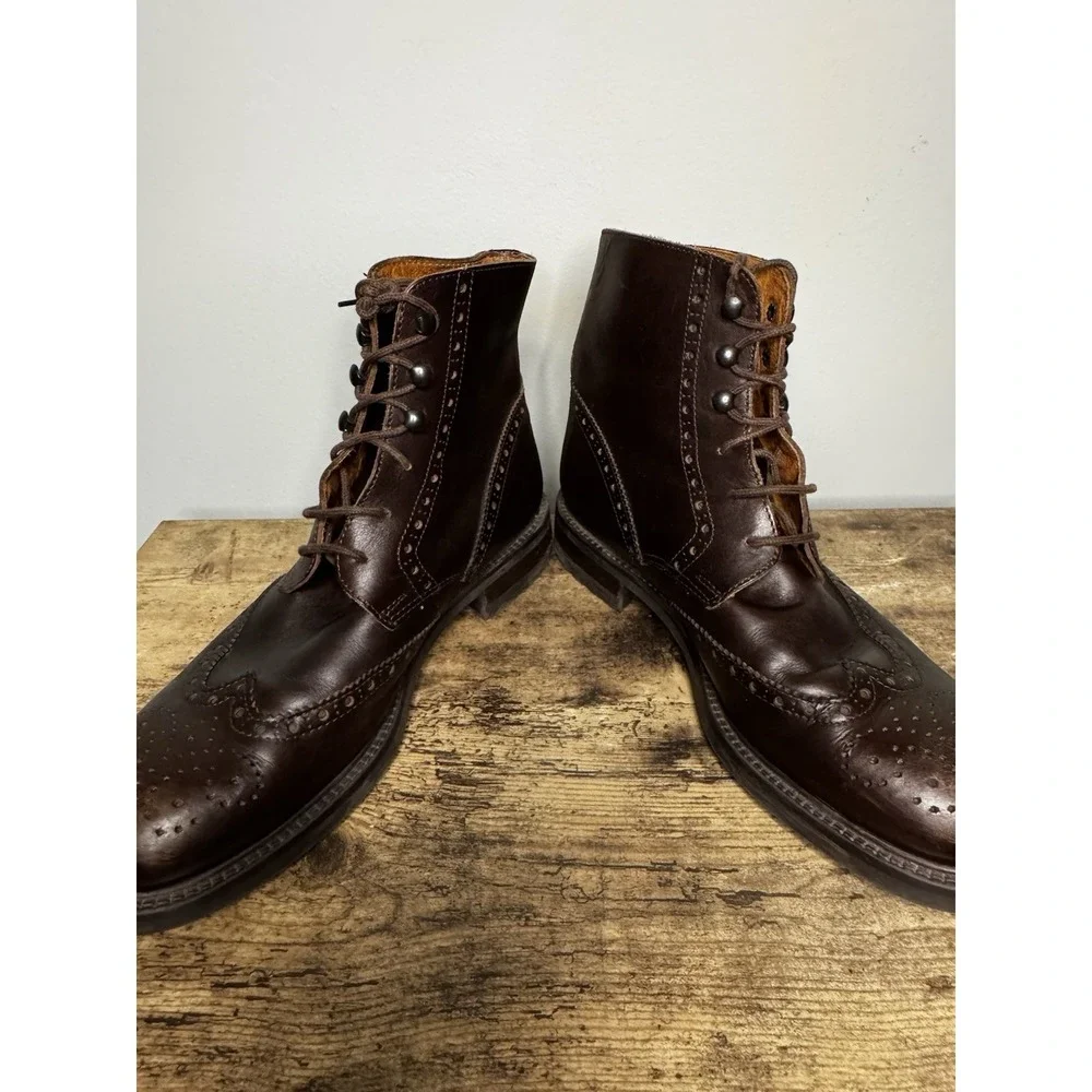 Banana Republic Men's Oxford, Wingtip, Brown Leather Boots-11.5